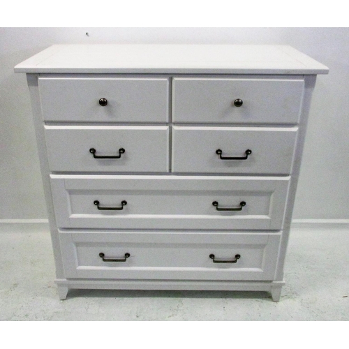 14 - Modern Heavy Quality White Chest of 2 Banks of 2 Short Drawers over 2 long drawers, slatted top