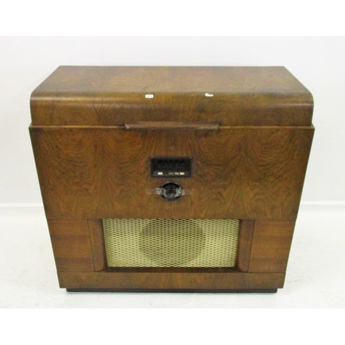 26 - Walnut Veneered Radiogram with domed hinged top enclosing Garrard deck, MW/LW radio & sound for TV t... 