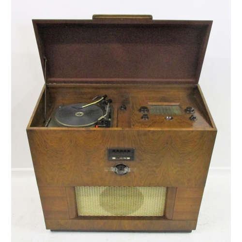 26 - Walnut Veneered Radiogram with domed hinged top enclosing Garrard deck, MW/LW radio & sound for TV t... 