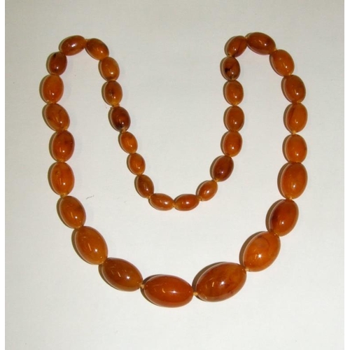 497 - Imitation Celluloid Amber Beaded Necklace approx. 7