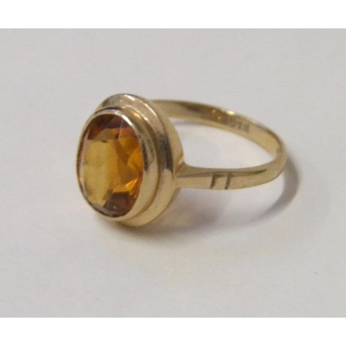 503 - 9ct. Gold Ring set Oval Citrine size L