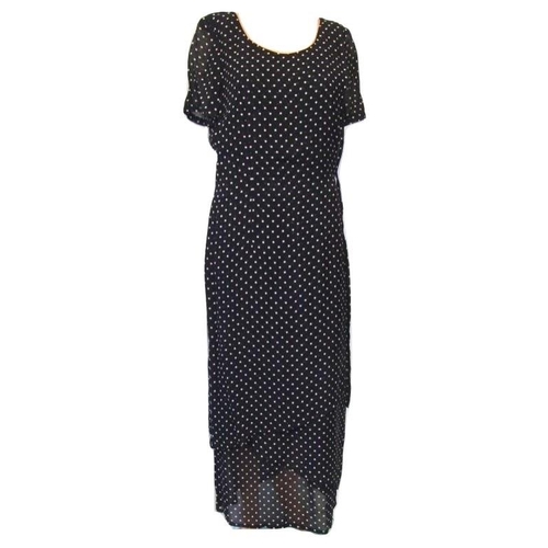 415 - Ladies As New Evening Wear: Soon black stretch top size 10, Nienhaus & Lotz black polka dot dress, s... 