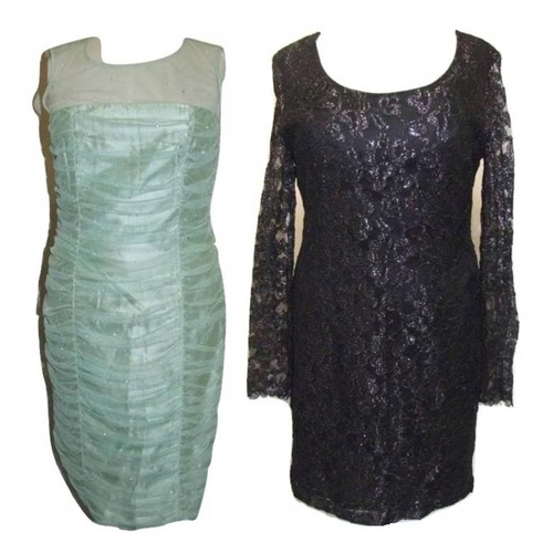 460 - Resource Aquamarine Cocktail Dress size 10 & Vera Mont Black Lace Cocktail Dress size 12 (2)