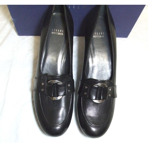 467 - Stuart Weitzman As New Black Leather Loafers in box, size 41