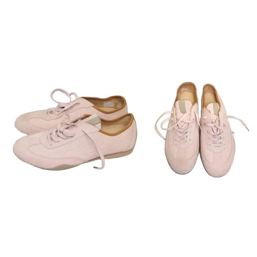 417 - Pair Ladies Hilfiger Pink Suede Trainers, size 42