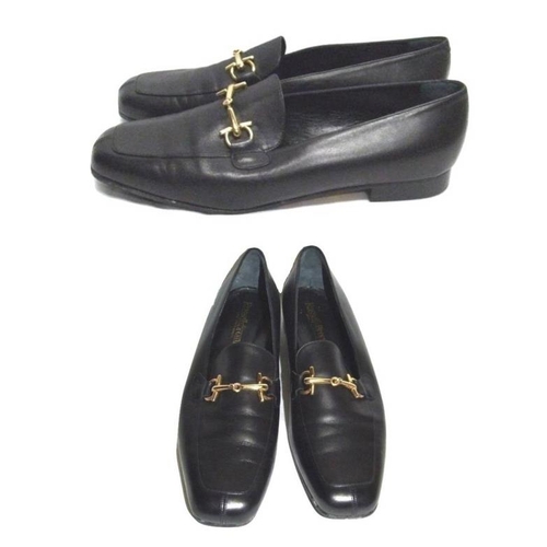 434 - Pair Ladies As New Russell & Bromley Black Leather Loafers, size 42