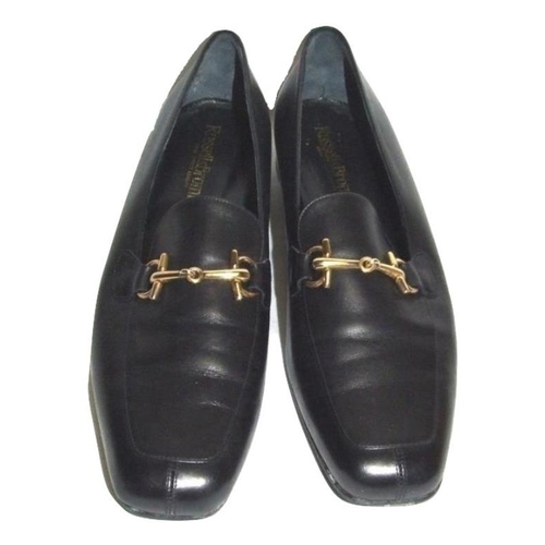 434 - Pair Ladies As New Russell & Bromley Black Leather Loafers, size 42