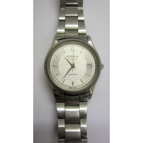 200 - Gents Stainless Steel Sewills Automatic Wristwatch with silvered dial, 12 & baton markers, date aper... 