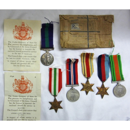 293 - 6 Medals Awarded to 1058569 S/Sergeant HM Child R.A.O.C: general service medal, George VI Palestine ... 