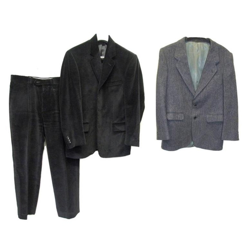 406 - Mens Vintage Berketex Black Cotton Velvet Suit, trousers waist 34, inside leg 29 & jacket chest 38 &... 