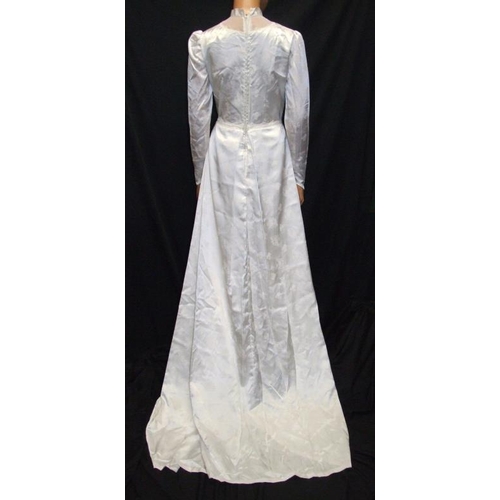 495 - Ladies Vintage White Satin Wedding Dress, approx. size 10