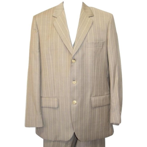 577 - *FROM THE WARDROBE OF JULIAN CLARY* Christian Lacroix Beige Suit with yellow pin stripe, trousers wa... 