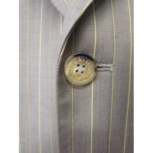 577 - *FROM THE WARDROBE OF JULIAN CLARY* Christian Lacroix Beige Suit with yellow pin stripe, trousers wa... 