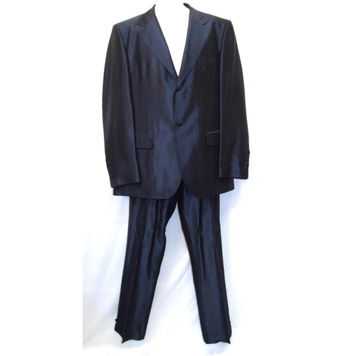 578 - *FROM THE WARDROBE OF JULIAN CLARY*  William Hunt Dark Blue Satin Finish Suit, trousers 34