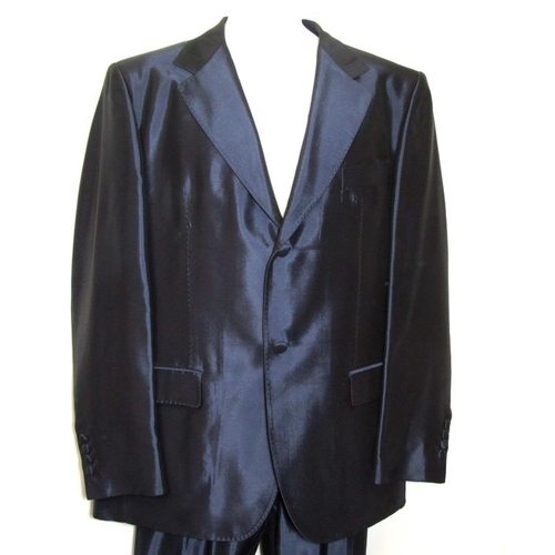 578 - *FROM THE WARDROBE OF JULIAN CLARY*  William Hunt Dark Blue Satin Finish Suit, trousers 34