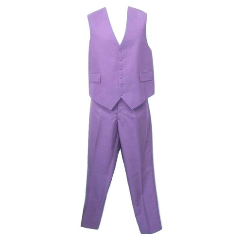 579 - *FROM THE WARDROBE OF JULIAN CLARY* Bespoke Lilac 3 Piece Suit, trousers approx. 34