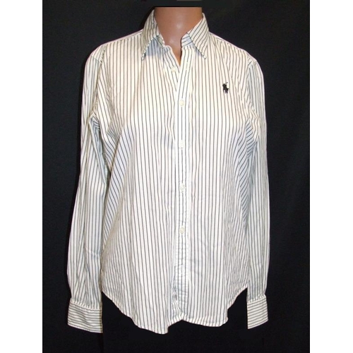 496 - Ladies Clothing: George white blouse size 12, Ralph Lauren navy/white pin stripe blouse size 6, 2 Pa... 