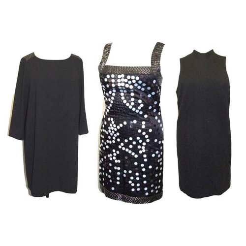 505 - M&S Petite Fit Black Wool Dress, H&M Black Dress size 14 & Cotton Club black satin beaded dress size... 