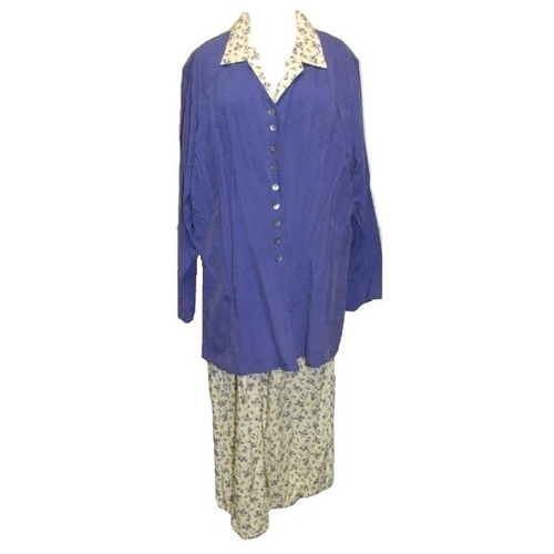 517 - M&S As New Floral Dress, Purple Longline Jacket, Liz Claiborne Jacket, Country Casuals Gold Satin Bl... 