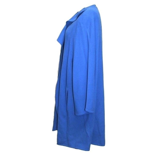 521 - Jean Muir Royal Blue 100% Wool Coat & Matching Trousers, size 14