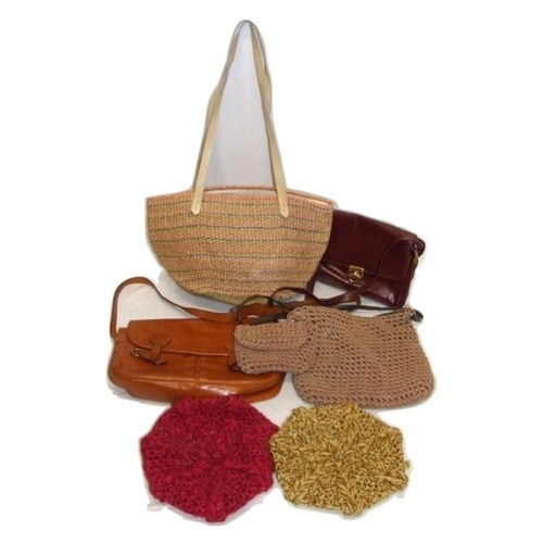 546 - 4 Ladies Bags & 2 Crocheted Berets