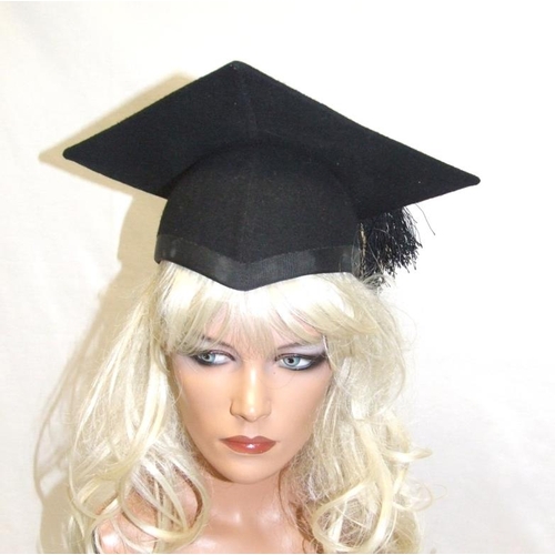 550 - Black Felt Mortar Board labelled Ede & Ravenscroft Ltd., 93 & 94 Chancery Lance London, size 7 1/8