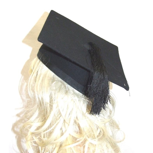 550 - Black Felt Mortar Board labelled Ede & Ravenscroft Ltd., 93 & 94 Chancery Lance London, size 7 1/8