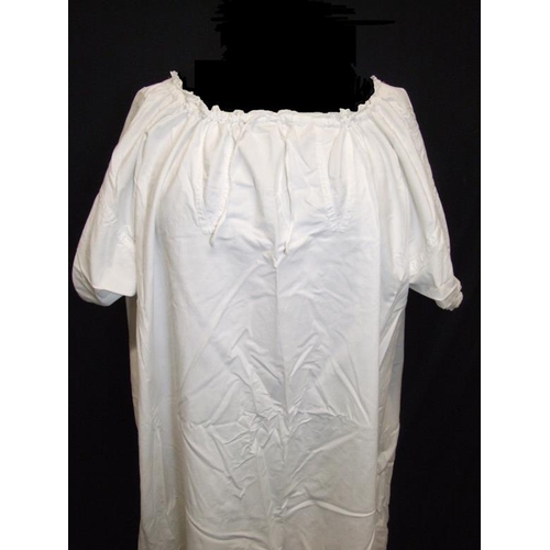 583 - Victorian/Edwardian Cotton Chemise marked 'Elizabeth Scott Org.' & Nightgown with pleated front & br... 