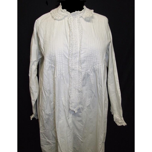 583 - Victorian/Edwardian Cotton Chemise marked 'Elizabeth Scott Org.' & Nightgown with pleated front & br... 