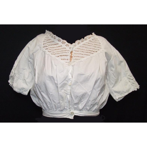 589 - 2 Victorian/Edwardian White Cotton Camisoles (2)