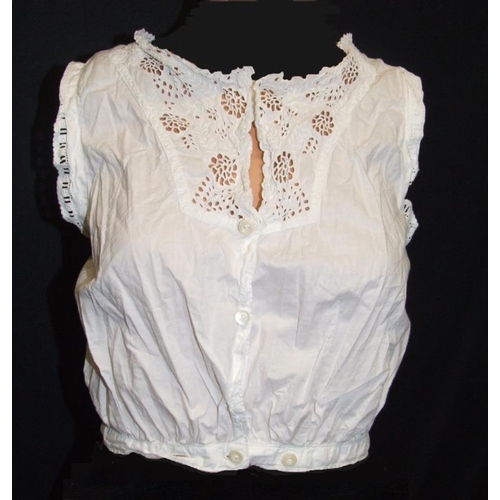 589 - 2 Victorian/Edwardian White Cotton Camisoles (2)