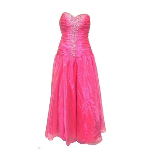 608 - Pink Satin & Organza Ball Gown/Prom Dress, size 8