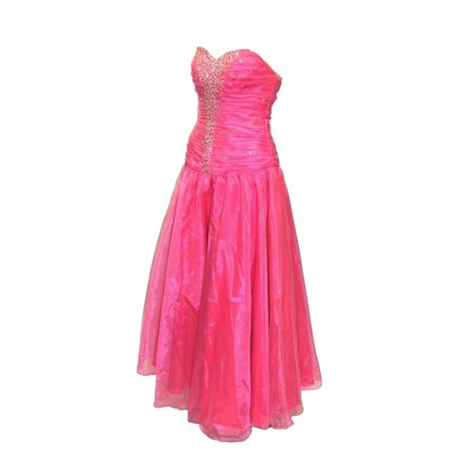 608 - Pink Satin & Organza Ball Gown/Prom Dress, size 8