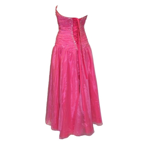 608 - Pink Satin & Organza Ball Gown/Prom Dress, size 8