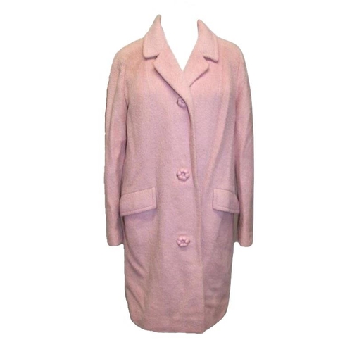 633 - Ladies Vintage Coats: London Maid Pink Wool, Brown/Cream Woven Wool Coat (un-hemmed) & Blue/Green Ta... 