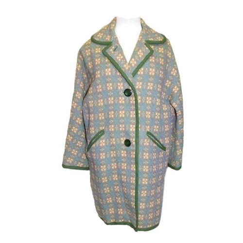 633 - Ladies Vintage Coats: London Maid Pink Wool, Brown/Cream Woven Wool Coat (un-hemmed) & Blue/Green Ta... 