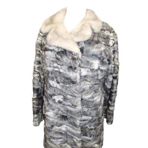 650 - Ladies Grey Astrakhan Fur Coat labelled 'Wiener Palsea Goteborg Uddevalla, approx. size 12