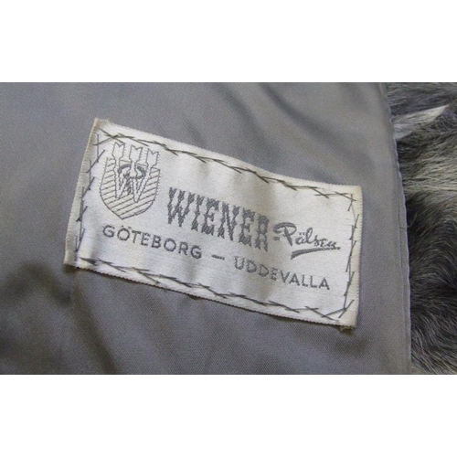 650 - Ladies Grey Astrakhan Fur Coat labelled 'Wiener Palsea Goteborg Uddevalla, approx. size 12