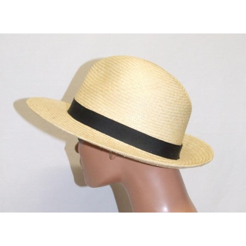 687 - Woven Straw Hat, Blue Felt Hat, Burgess Woven Straw Hat & Woven Straw Hat marked 'Genuine Panama' (4... 