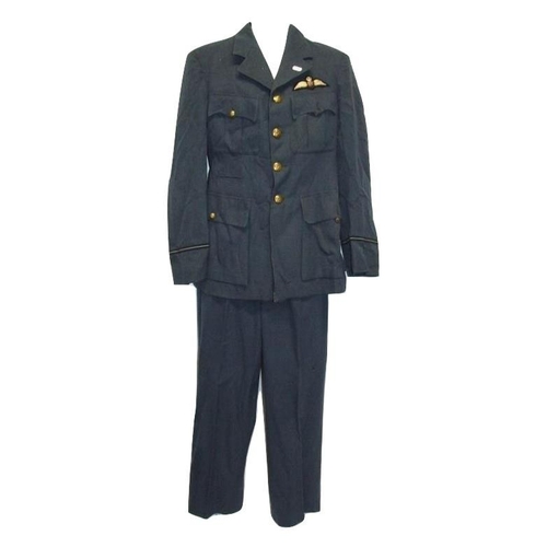 710 - WWII RAF Pilot Officers Jacket with kings crown buttons, labelled E20 4694, Pair Later Trousers & Of... 