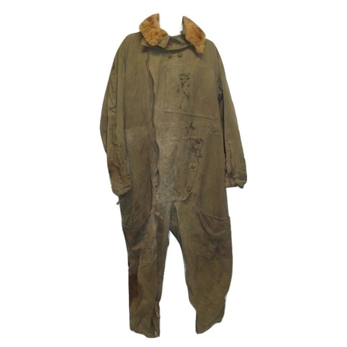 711 - WWII Sidcot Heated? Flying Suit with Air Ministry label 22C/7720, Contract 5043, Size 7, electrical ... 