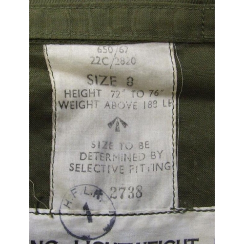 712 - RAF Sage Green Flying Suit Lightweight MK7A, labelled 650/67 22C/2820 Size 8 2738 with War Departmen... 