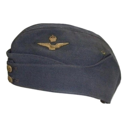 717 - RAF WWII Officers Forage Cap with kings crown insignia & Airmans Forage Cap stamped to interior J Co... 