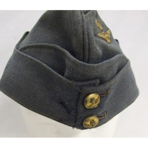 717 - RAF WWII Officers Forage Cap with kings crown insignia & Airmans Forage Cap stamped to interior J Co... 