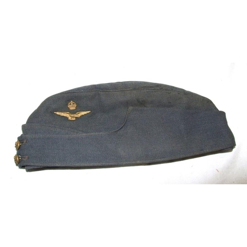 717 - RAF WWII Officers Forage Cap with kings crown insignia & Airmans Forage Cap stamped to interior J Co... 