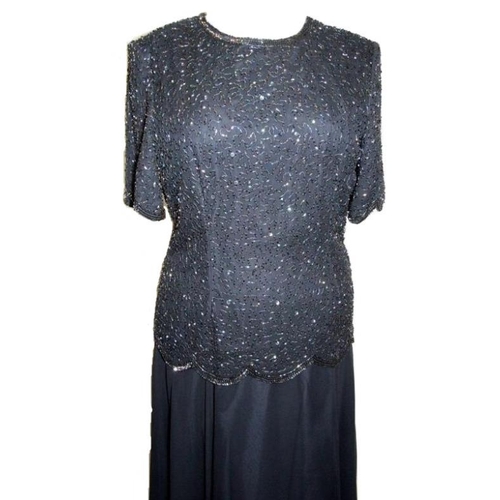 731 - Day Meets Night Dark Blue Beaded Cocktail/Evening Dress, labelled size 12