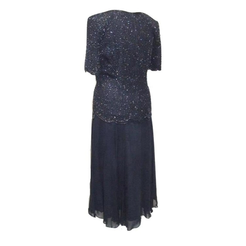 731 - Day Meets Night Dark Blue Beaded Cocktail/Evening Dress, labelled size 12