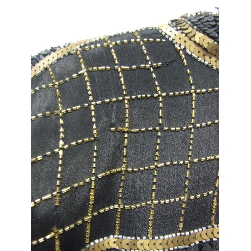 732 - Vintage Frank Usher Heavily Beaded & Sequinned Jacket, 100% silk with Rayon lining, labelled size L