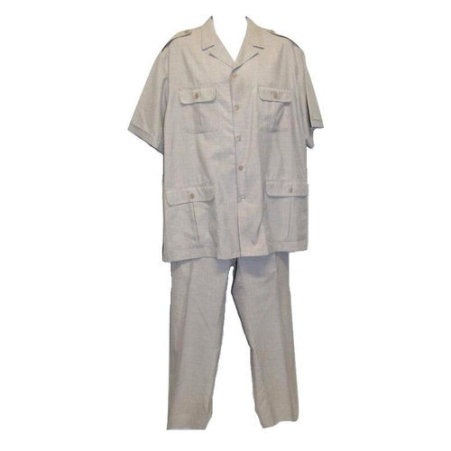 743 - 2 Mens Vintage Safari Suits: khaki trousers approx. 42