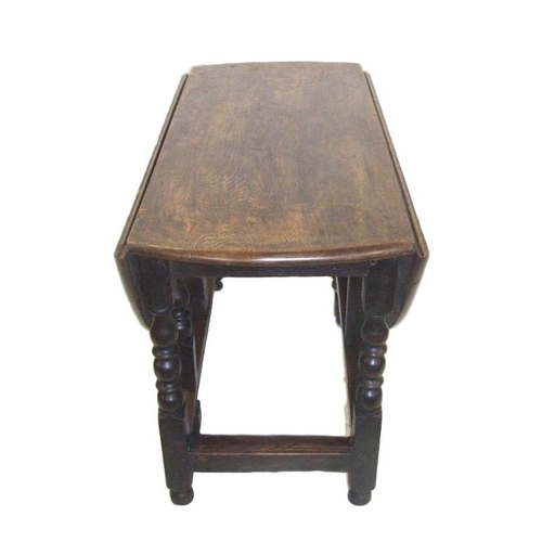 3 - C17th Oak Gate Leg Table on baluster turned supports, D-shaped leaves, frieze drawer, approx. 45